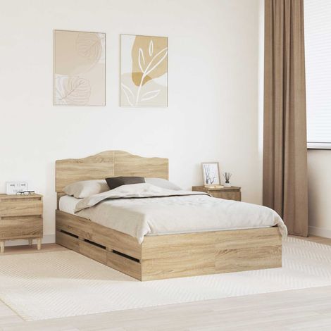 vidaXL Struttura del letto con cassetto Rovere Sonoma 120 x 200 cm