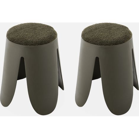 Taburete apilable con asiento texturado, set de 2