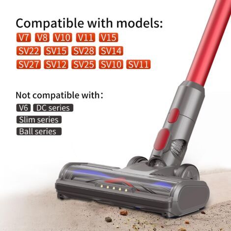 Brosse Compatible avec Aspirateur Dyson V7 V8 V10 V11 V15 Accessoire Tête d'aspirateur Avec 5 lampes pour les sols durs et les tapis à poils courts (1/4)
