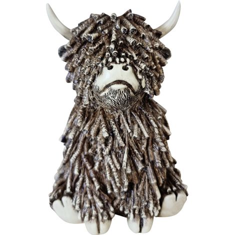 Dekofigur Hochlandrind sitzend 18 cm braun Dekofigur