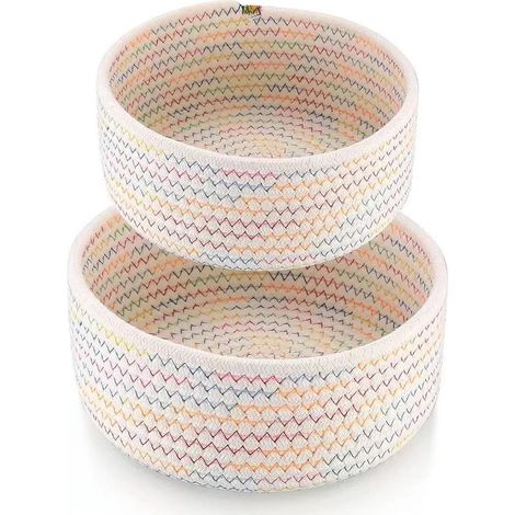 Lot de 2 paniers de rangement en corde de coton tressée – paniers de rangement tressés pour la décoration de la chambre d'enfant