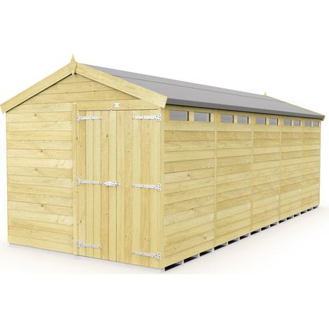 8 x 20 Feet Apex Security Shed - Double Door - Wood - L592 x W231 x H217 cm
