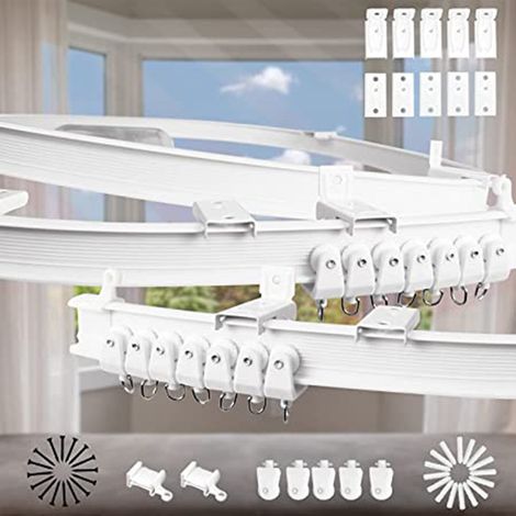 3-meter PVC plastic steel curved curtain track set including accessories U-shaped and L-shaped flexible curtain tracks (1/5)