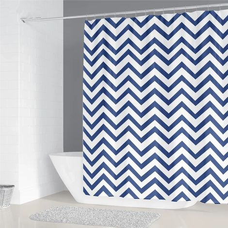 Filiyano-Rideau de douche imperméable en polyester, 240 x 180 cm, pour salle de bain, imprimé à motif géométrique simple, décoration intérieure, avec (1/5)