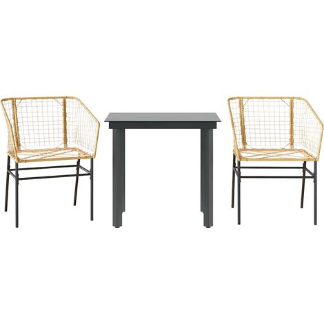 Maison Exclusive - Set da Pranzo da Giardino 3 pz Marrone in Polyrattan Vetro