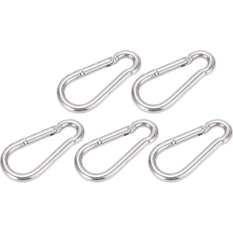 Lot de 5 mousquetons de 120 mm en acier inoxydable robuste avec ressort pour hamac et laisse de chien (1/5)