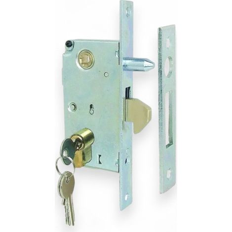 Serratura infilare per cancello con gancio acciaio zincato perno fisso cilindro 54 mm chiusura sicurezza 1 mandata 3 chiavi - 30 mm (1/3)