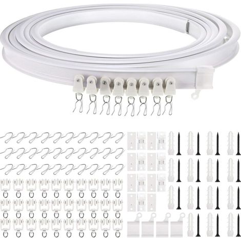 Rail de plafond pliable pour rideaux incurvés – PVC nano synthétique et acier doux – Longueur 5 mètres – Installation facile et pliage sans effort - Diviseur-5