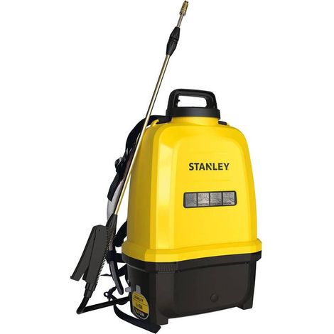 Stanley Pulverizador de presión 16 L, pulverizador de jardín, eléctrico, batería de Litio Recargable, Lanza telescópica, Boquilla Ajustable, autonomía 2 h, máx. 5 Bar, 0,6 L/min, Amarillo/Negro