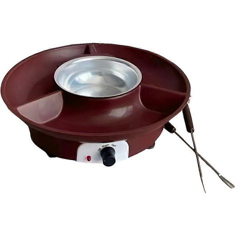 Service à fondue électrique avec fourchette, pot à fondre le chocolat, prise américaine, couleur café (1/5)