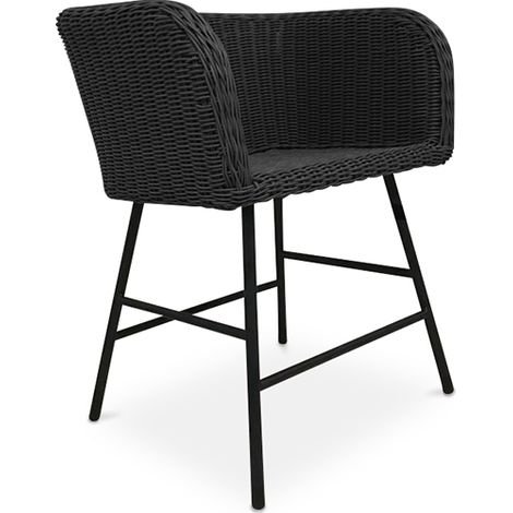 Sedia da pranzo in rattan - Design Boho Bali - Ishita Nero