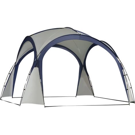 Tienda De Campaña Carpa De Jardín Carpa Para Fiestas Carpa Para Fiestas Protección Solar Poste De Fibra De Vidrio Resistente A La Intemperie + Poliéster Crema Blanco + Azul 3,5 X 3,5 X 2,3 M