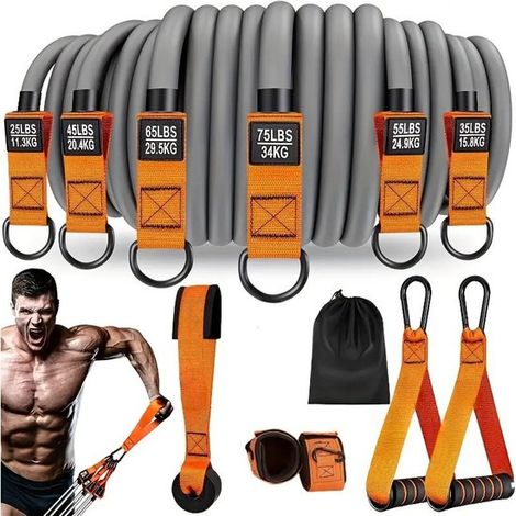 Bandas de resistencia, peso pesado con asas, fitness para entrenamiento muscular/de fuerza/pérdida de peso, juego de bandas de yoga, equipo de fitness para el hogar