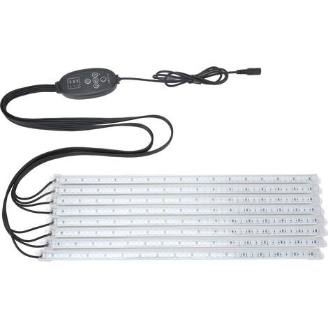Lampe de croissance LED pour plantes d'intérieur, 8 bandes rigides, avec minuterie et variateur d'intensité, lumière rouge et bleue, 100-240 V, prise européenne. (1/5)