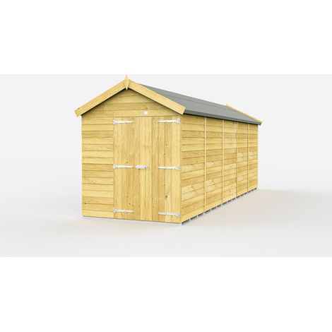 6 x 19 Feet Apex Shed - Double Door Without Windows - Wood - L560 x W175 x H217 cm