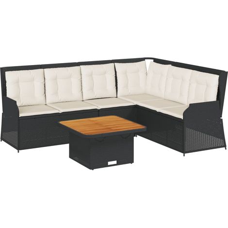 Maison Exclusive - 5-tlg. Garten-Lounge-Set mit Kissen Schwarz Po