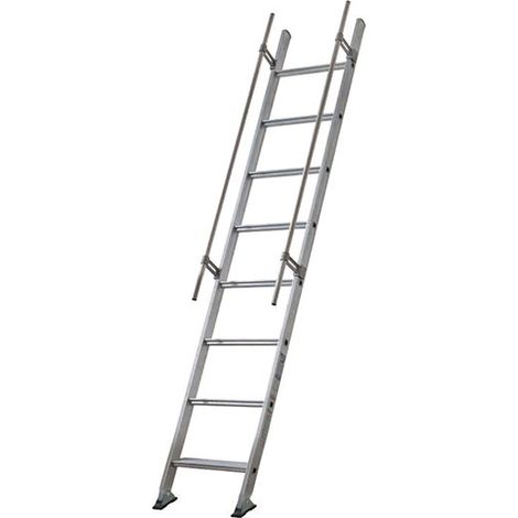 Alu Stufenleiter 3m 9 Sprossen - mit Handlauf beidseitig und schwenkbaren Gelenkfüßen, Stufentiefe 85mm, Neigungswinkel 70° - S15/13