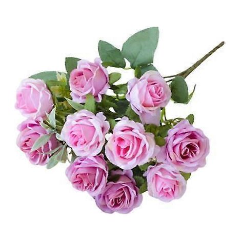 Branche de rose artificielle avec tige réaliste et réutilisable pour bouquet de mariée, composition florale artificiellerose violet (1/5)