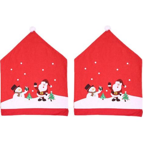 Housse de chaise de Noël en tissu non tissé, housse de dossier de chaise à thème de Noël, adaptée aux célébrations de fête de Noël, deux ensembles (1/5)