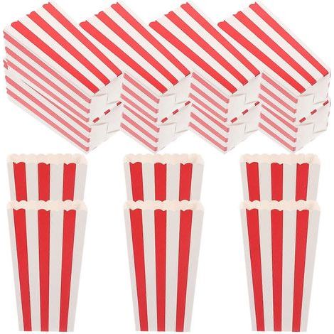 24 Einweg-Popcornboxen, Popcorn-Eimer und Chipsboxen für Ihre Filmabende – 11,5 x 7 cm – Rot (1/2)