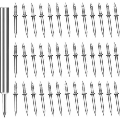 200 Pièces Clou à Double Tête, Clous Sans Couture à Double Tête pour Plinthes Vis de Sécurité Invisibles Sans Trace avec 3 Outil de Douille Spécifique à L'ongle pour la décoration de la maison (1/5)