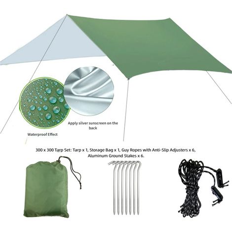 Bâche de camping pour hamac, double-toit imperméable, pare-soleil et tapis de pique-nique — Idéal pour le plein air, la plage et les voyages (1/5)