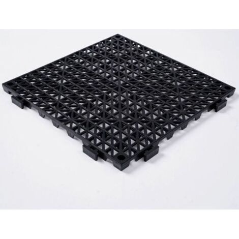 Lot de 2 Dalles de Jardin Piscine 30x30x1,5 cm Noir Dalle Clipsable Ajourée Antidérapante en PVC Drainage Rapide Revêtements de Sol Extérieur Intérieur pour Terrasse Cuisine Spa Salle de Bain (1/5)