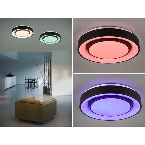 LED Deckenleuchte MONA Schwarz/Weiß dimmbar smarte Lichtsteuerung WIZ, Ø 38cm (1/5)