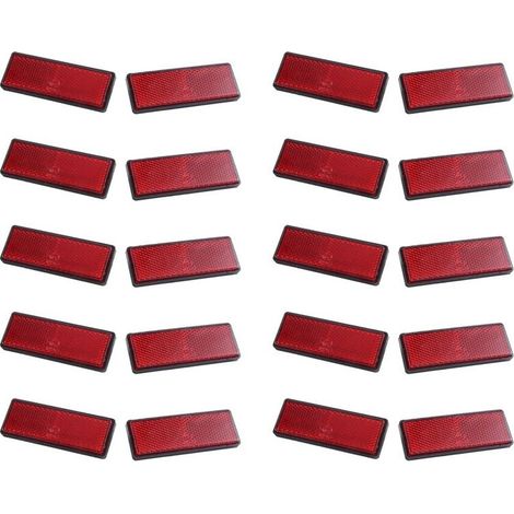 10 pares de reflectores rectangulares rojos universales para motocicletas, quads y bicicletas de montaña.