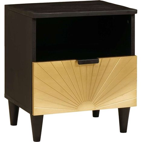 Mesa de noche Negro y dorado 40 x 33 x 46 cm vidaXL