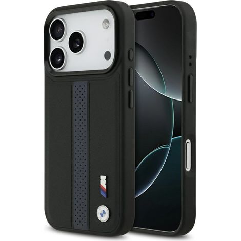 Coque MagSafe BMW M à rayures perforées avec logo pour iPhone 17 Pro - Bleu (1/5)