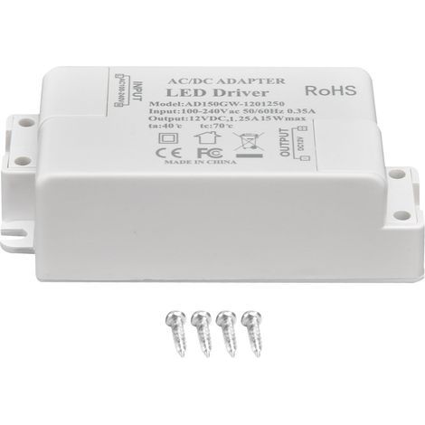 Alimentation LED Transformateur 12V 1.25A 15W pour Lampes MR16 MR11 G4 (1/5)