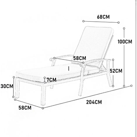 Chaise longue de patio avec coussin coton – Inclinable réglable en aluminium antirouille, coussin beige imperméable – Détente au bord de l’eau (1/5)