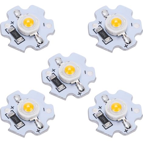 Perles LED SMD haute luminosité 5V, perles LED haute puissance 3W, perles LED 3W avec substrat en aluminium, projecteur de lampe frontale de lampe torche DIY, LED blanc chaud. (1/5)