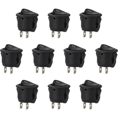 10 Pièces Interrupteur à Bascule Rond Verrouillage Commutateur SPST Bouton 2 Broches AC 6A/ 125V 3A/ 250V pour Voiture, Camion, Bateau-LIAIKI (1/5)