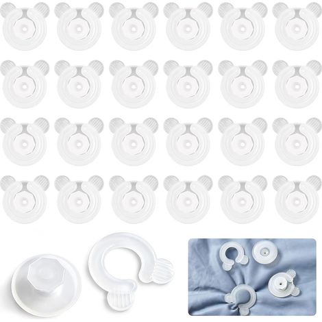 24 pares de pinzas para fundas de edredón, 3,7 x 3,7 cm, sin aguja, de plástico, ligeras y con cierre a presión, para edredones finos y cortinas. (1/5)