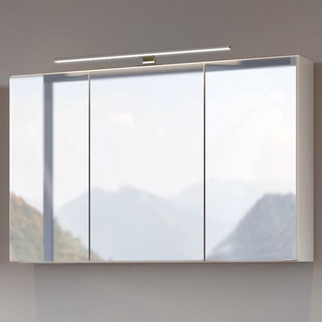Badmöbel LED Spiegelschrank 100 cm ARLON-03 weiß BxHxT 100x64x20 cm (1/5)
