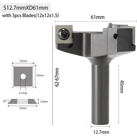 Rabot à trois lames, un outil de finition de surface de qualité professionnelle, adapté au lissage et au nivellement (S12.7mmD61mm).