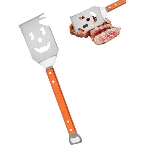 lot d Outils De Barbecue 2 pièces Spatule 42 cm avec Fourche 33 cm INOX Multifonctionnelle avec Ouvre Bouteille Idéal pour Maison Camping Pique 9 8 cm (1/4)