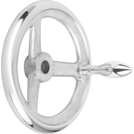 KIPP Handrad DIN950 D1=200 Aluminium Ballen Passbohrung D2=22H7 (1/2)