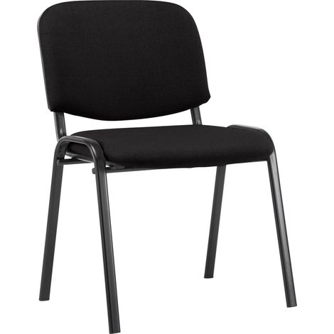 Silla de visitas apilable para zona de espera tela negra base de 4 patas de metal negro 100008300