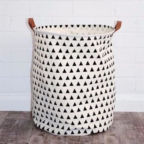 1 panier à linge enfant en toile, poignée en cuir, pliant et écologique, rangement linge bébé et enfants (1/2)