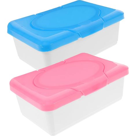Caja reutilizable para 2 toallitas húmedas, caja de almacenamiento para toallitas húmedas a prueba de polvo para baño y oficina.