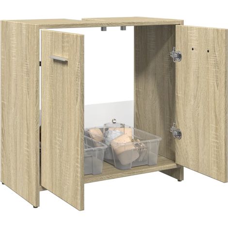 Armoire lavabo de salle de bain,Meuble de rangement chêne sonoma 60x33x60 cm CFW16061 (1/5)