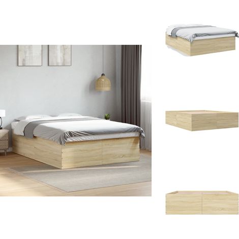 Cadre de lit sans matelas chêne sonoma 150x200 cm - Cadre De Lit - Lit Double - Lit En Bois - Meuble De Chambre - Literie (1/5)