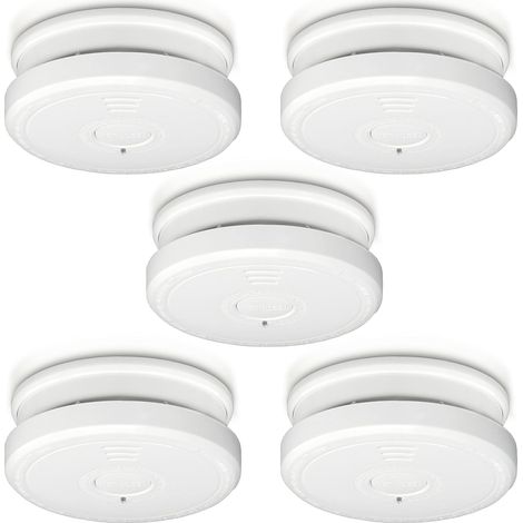 Kit détecteur de fumée - avec Bouton de temporisation - Bouton de Test et de réinitialisation - Alarme 85-10 Ans d'autonomie du capteur - Conforme à EN14604:2005/AC:2008-5 x SA20 - Blanc (1/5)