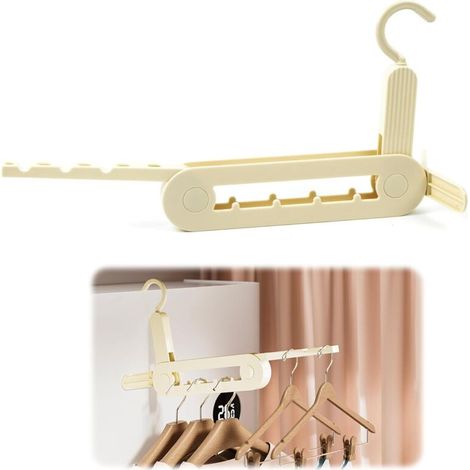 Stück faltbarer, wandmontierter Kleiderbügel mit Löchern, tragbarer Garderobenständer/Türhaken für Balkon, Badezimmer, Waschküche, Hotel, Wohnung (Beige)