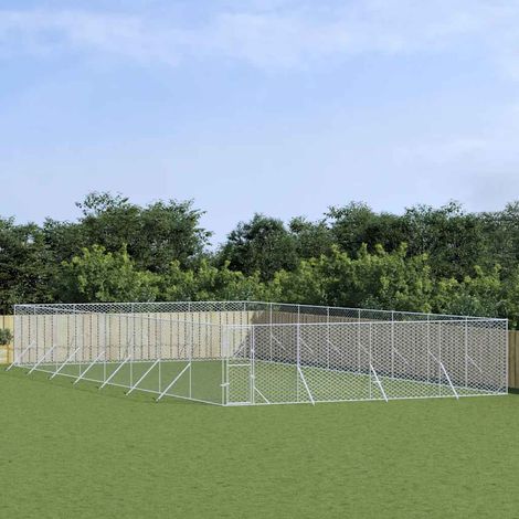 Outdoor-Hundezwinger Silbern 8x16x2 m Verzinkter Stahl
