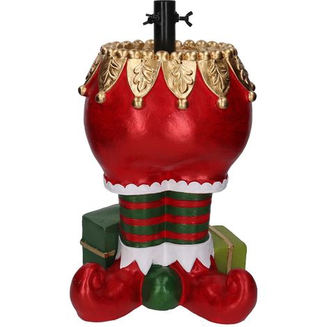 Base albero gambe di elfo max h210 resina 33x55,5x28cm rosso Peraga Christmas