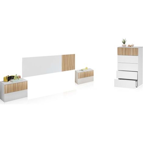 Dormitorio Nitza 5C Blanco Artik (Blanco Mate) - Natur (ancho) x 50cm (alto) (1/5)